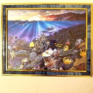 Rare Collectible Gorgeous Hawaii Sunset Riff Lazer Etched Picture